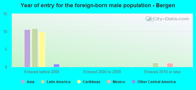 Year of entry for the foreign-born male population - Bergen