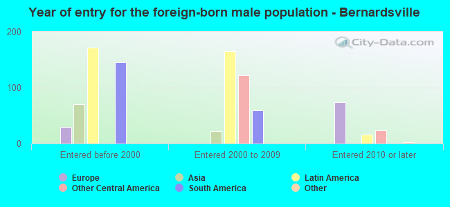 Year of entry for the foreign-born male population - Bernardsville