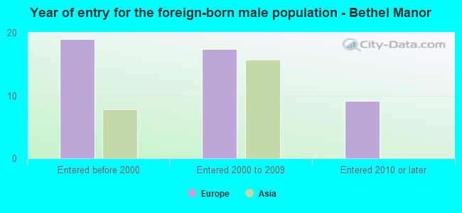 Year of entry for the foreign-born male population - Bethel Manor
