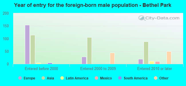 Year of entry for the foreign-born male population - Bethel Park