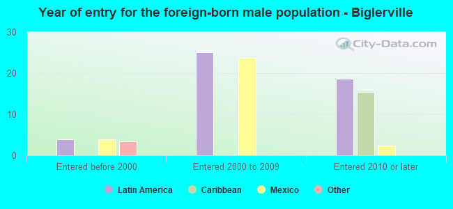 Year of entry for the foreign-born male population - Biglerville