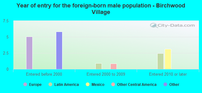 Year of entry for the foreign-born male population - Birchwood Village