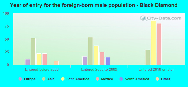 Year of entry for the foreign-born male population - Black Diamond