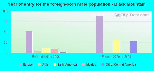 Year of entry for the foreign-born male population - Black Mountain