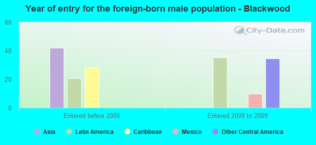 Year of entry for the foreign-born male population - Blackwood