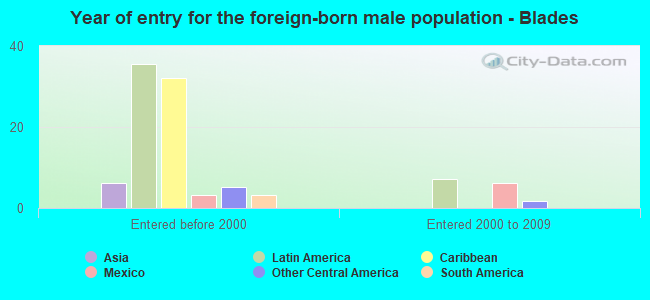 Year of entry for the foreign-born male population - Blades