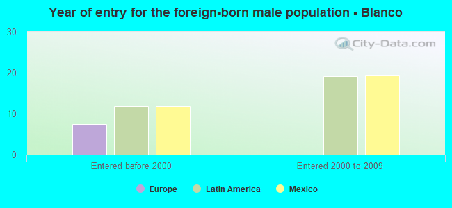 Year of entry for the foreign-born male population - Blanco