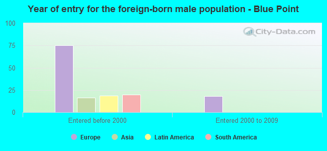 Year of entry for the foreign-born male population - Blue Point