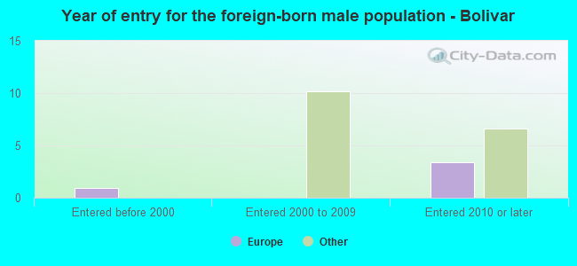 Year of entry for the foreign-born male population - Bolivar