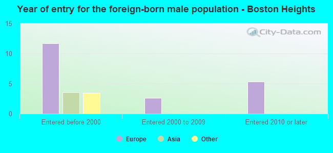 Year of entry for the foreign-born male population - Boston Heights
