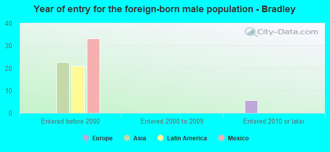 Year of entry for the foreign-born male population - Bradley