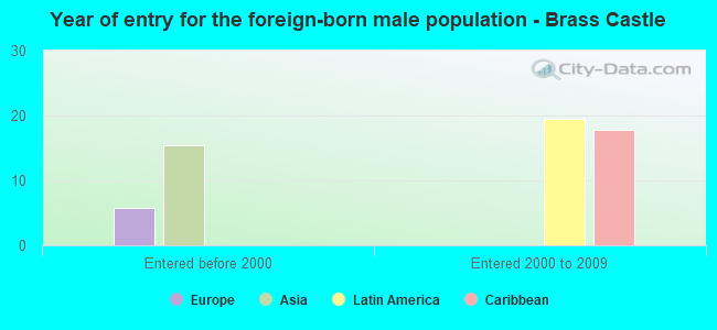Year of entry for the foreign-born male population - Brass Castle