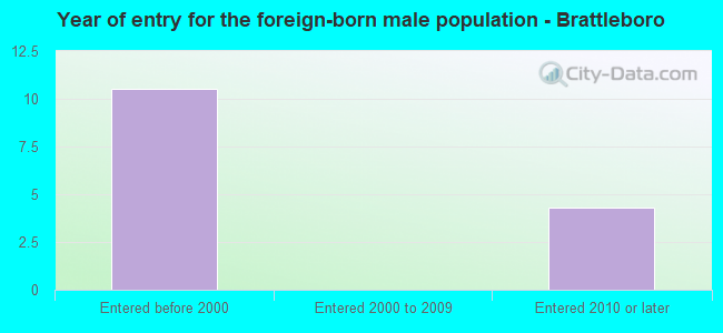 Year of entry for the foreign-born male population - Brattleboro