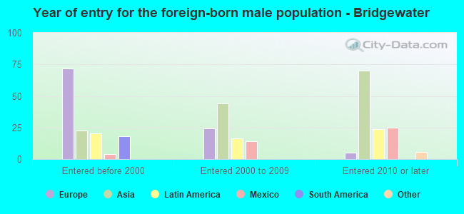 Year of entry for the foreign-born male population - Bridgewater