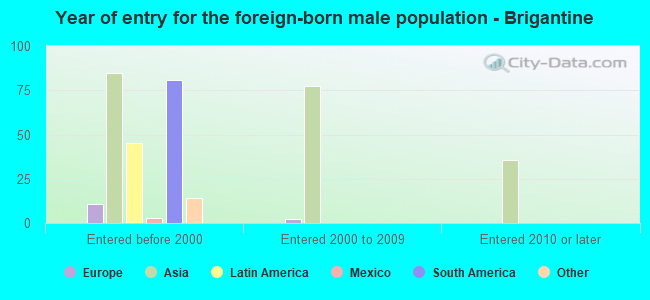 Year of entry for the foreign-born male population - Brigantine