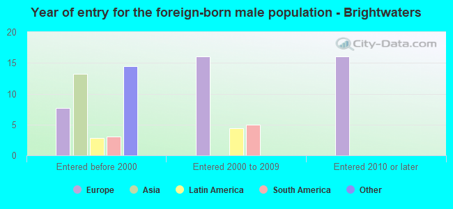 Year of entry for the foreign-born male population - Brightwaters