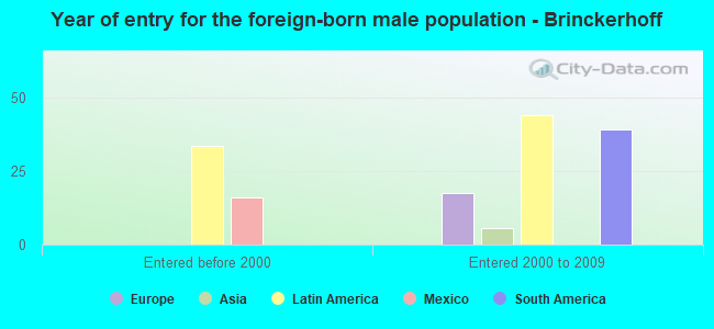 Year of entry for the foreign-born male population - Brinckerhoff