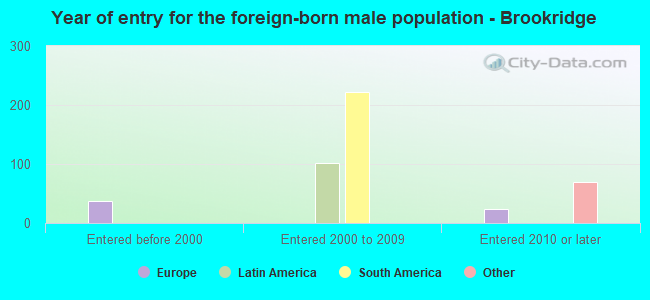 Year of entry for the foreign-born male population - Brookridge