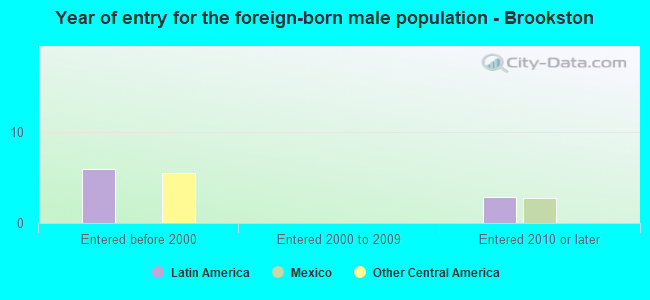 Year of entry for the foreign-born male population - Brookston