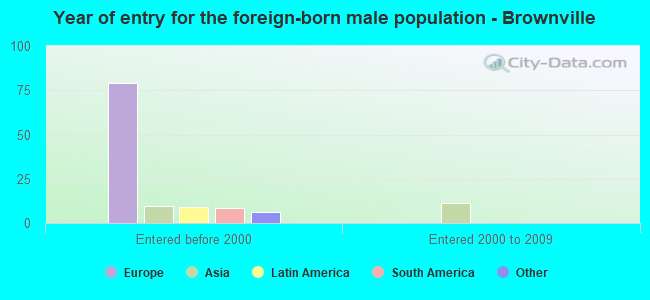 Year of entry for the foreign-born male population - Brownville