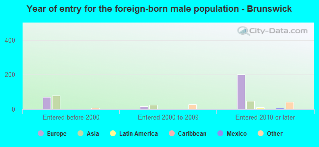 Year of entry for the foreign-born male population - Brunswick