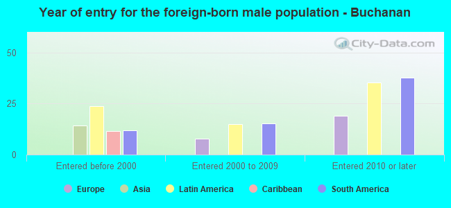Year of entry for the foreign-born male population - Buchanan
