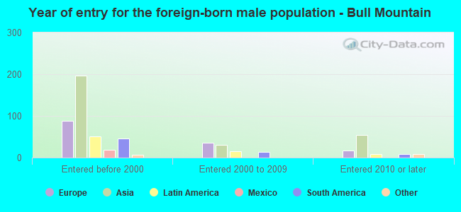 Year of entry for the foreign-born male population - Bull Mountain