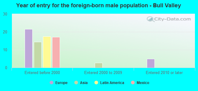 Year of entry for the foreign-born male population - Bull Valley