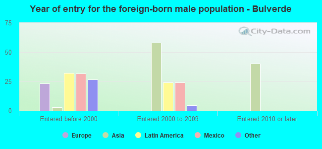 Year of entry for the foreign-born male population - Bulverde
