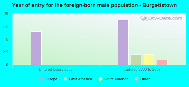 Year of entry for the foreign-born male population - Burgettstown