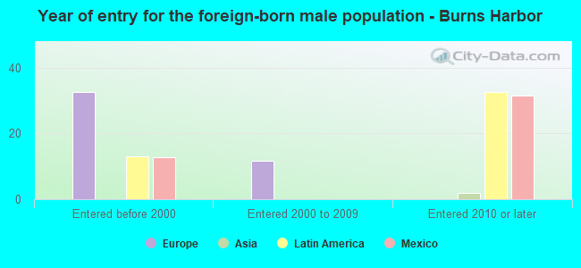 Year of entry for the foreign-born male population - Burns Harbor