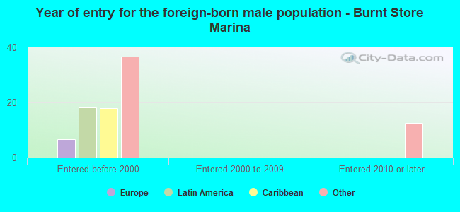 Year of entry for the foreign-born male population - Burnt Store Marina