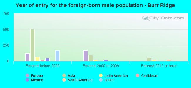 Year of entry for the foreign-born male population - Burr Ridge