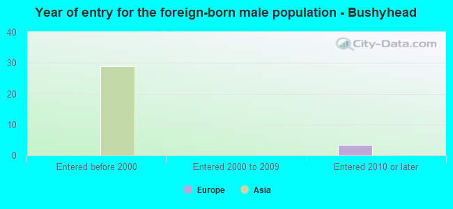 Year of entry for the foreign-born male population - Bushyhead