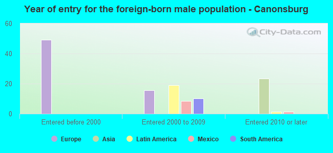 Year of entry for the foreign-born male population - Canonsburg