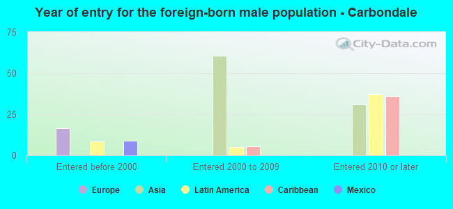 Year of entry for the foreign-born male population - Carbondale
