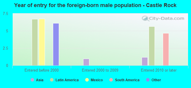 Year of entry for the foreign-born male population - Castle Rock