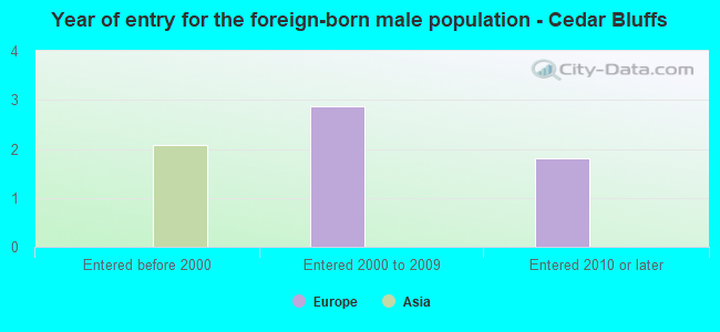 Year of entry for the foreign-born male population - Cedar Bluffs