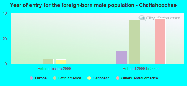 Year of entry for the foreign-born male population - Chattahoochee
