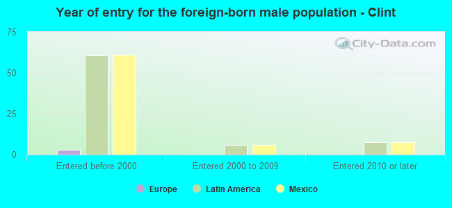 Year of entry for the foreign-born male population - Clint
