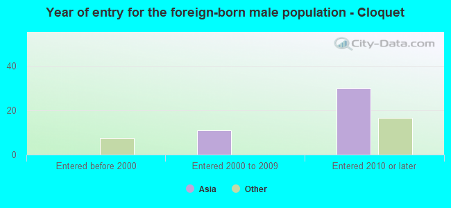 Year of entry for the foreign-born male population - Cloquet