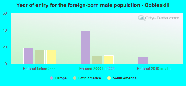 Year of entry for the foreign-born male population - Cobleskill