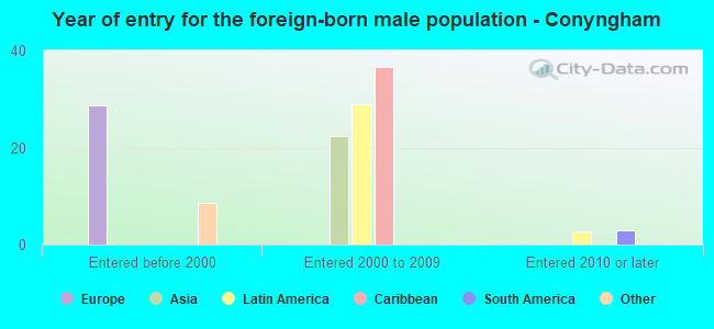 Year of entry for the foreign-born male population - Conyngham