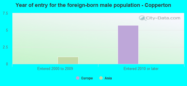 Year of entry for the foreign-born male population - Copperton
