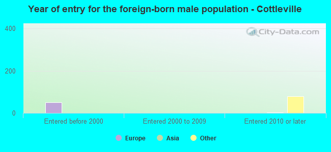 Year of entry for the foreign-born male population - Cottleville