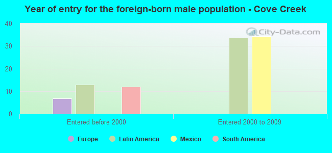 Year of entry for the foreign-born male population - Cove Creek
