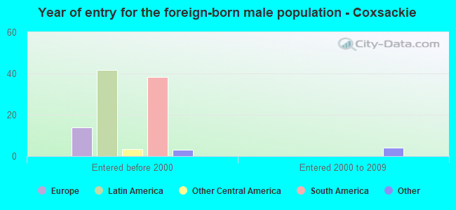 Year of entry for the foreign-born male population - Coxsackie