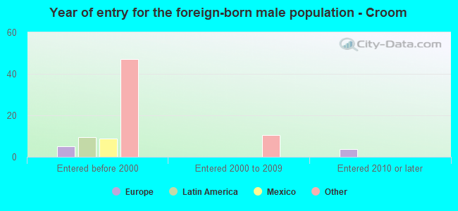 Year of entry for the foreign-born male population - Croom