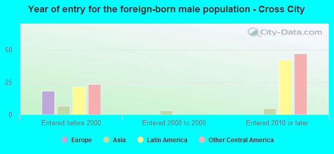 Year of entry for the foreign-born male population - Cross City