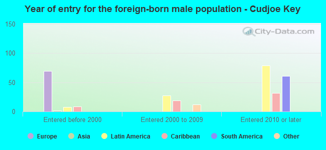 Year of entry for the foreign-born male population - Cudjoe Key